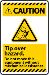 Caution Tip Over Hazard Do Not Move Label On White Background