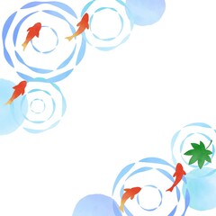 金魚と波紋の背景イラスト