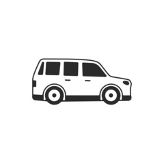 SUV car icon isolated on white. Transportation vehicle symbol vector illustration. Sign for your design, logo, presentation etc.