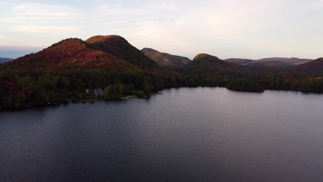 Drone Aerial view of lac superieur quebec