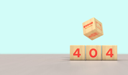 404 error. page not found concept. broken network cables. RJ45 - wooden cubes with light blue...