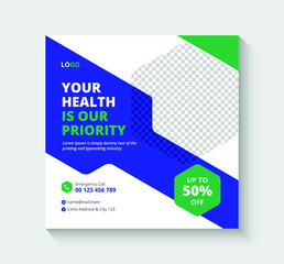 Medical Healthcare Social Media Instagram Post Design Template