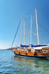 Scenic view of yachts moored in Milta Bodrum Marina, Turkey