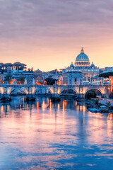 Fototapeta na wymiar The city of Rome at sunset