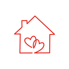 Continuous line drawing of Sweet Home isolate on white background.