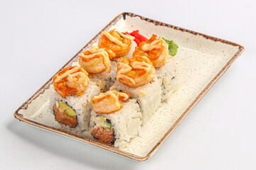Japanese roll with salmon and prawn