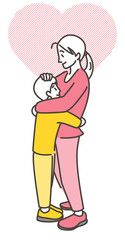 Mother and son embracing each other [Vector illustration].