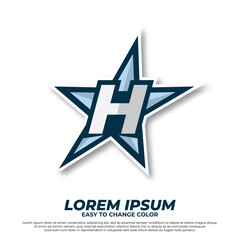 Star esport with initial letter H logo illustration, esport style isolated on white background © widoko