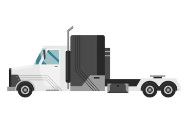 Semi truck. Trucks or delivery trailers or cargo trukc clolorful on white background. Delivery and shipping machine for transportation