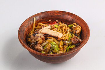 Asian wok udon with seafood