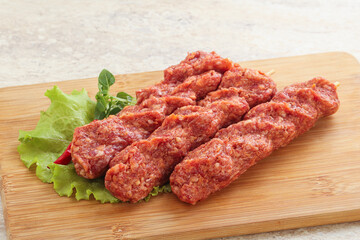 Raw beef kebab minced meat