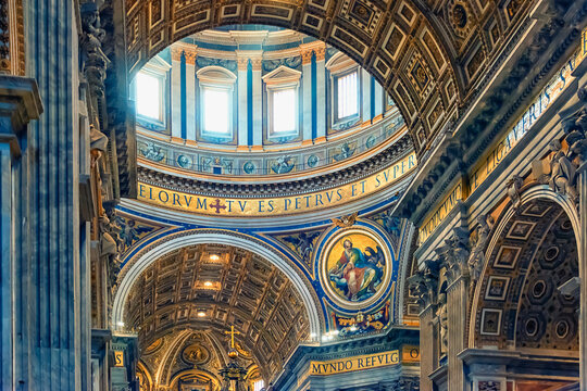 The architecture of the St Peter's Basilica in the Vatican City