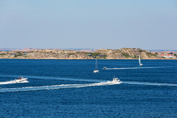 View of the archipelago with boats on the sea