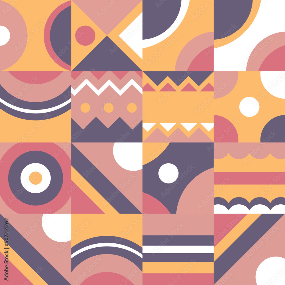Poster abstract scandinavian pattern with geometric colorful style.
