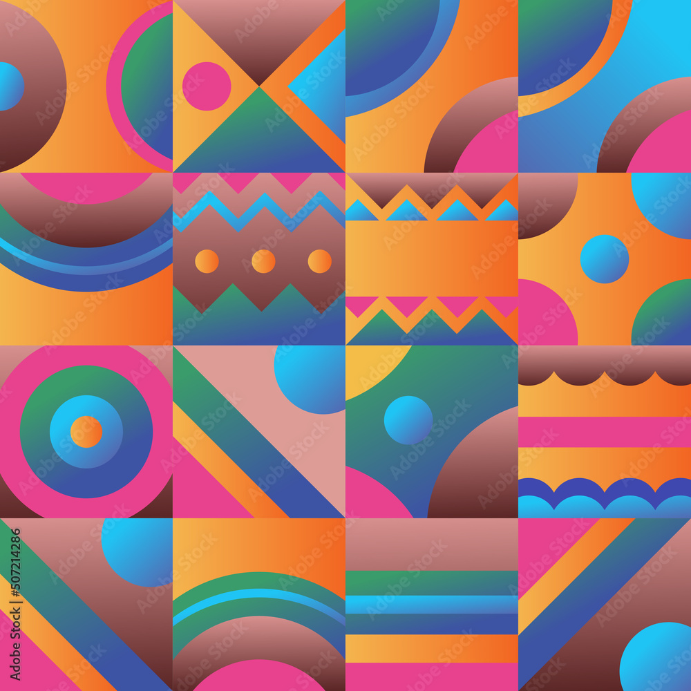 Poster abstract scandinavian pattern with geometric colorful style.