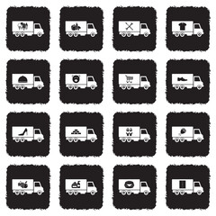 Fototapeta na wymiar Truck Delivery Icons. Grunge Black Flat Design. Vector Illustration.