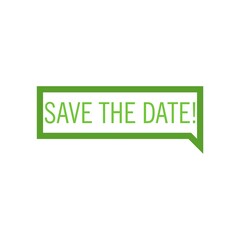Save the date speech banner bubble icon isolated on white background