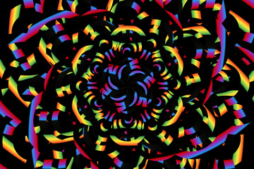 Beautiful glow colour caleidoscope gradient flower line art pattern wallpaper of indonesian traditional abstract batik  ethnic dayak ornament for commercial  ads