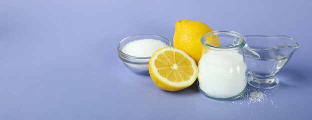 Concept of household cleaners with lemon acid