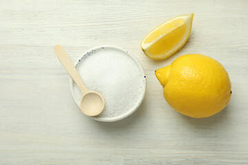 Concept of household cleaners with lemon acid
