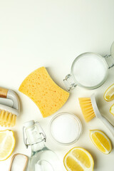 Concept of household cleaners with lemon acid