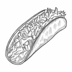 tacos fast food single isolated hand drawn sketch with outline style
