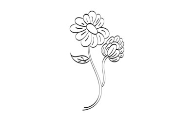 Flower Hand Embroidery floral pattern design. Easy to print flower coloring page. 