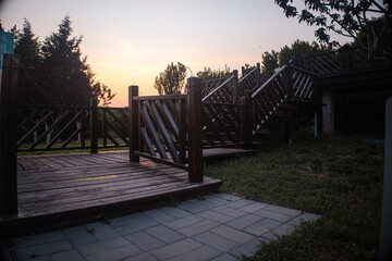 wooden bridge in the park