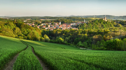 Spring view of Bolkow town, Lower Silesia, Poland