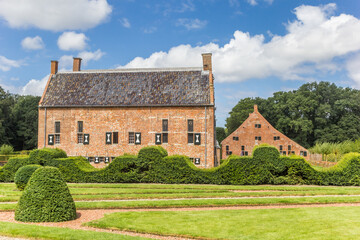 Fototapeta na wymiar Historic buildings and garden of the Menkemaborg mansion in Groningen, Netherlands