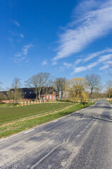 Traditional farm house at the road near Wirdum, Groningen, Netherlands