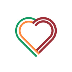 unity concept. heart ribbon icon of ireland and latvia flags. vector illustration isolated on white background