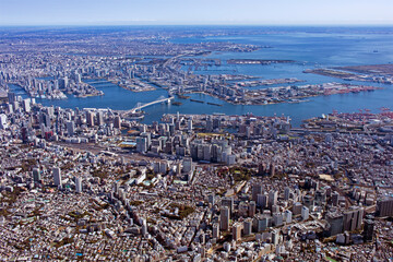 大崎上空より品川と湾岸を望む・都市風景・空撮