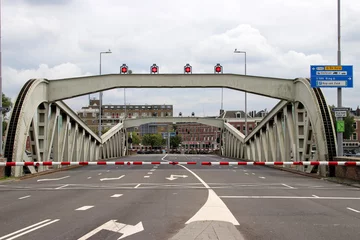 Acrylic prints Erasmus Bridge koninginnebrug, bridge between Island named Noordereiland and the south of Rotterdam opens