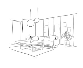 interior design had drawing sketch vector 