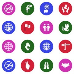 Fototapeta premium Stop The War Icons. White Flat Design In Circle. Vector Illustration.