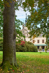 Fototapeta na wymiar Park view on Velke Brezno castle, Czech Republic