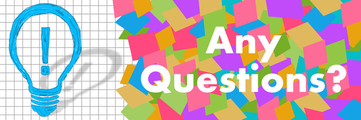 Any Questions Colorful Squares Texture Symbol Left Text  