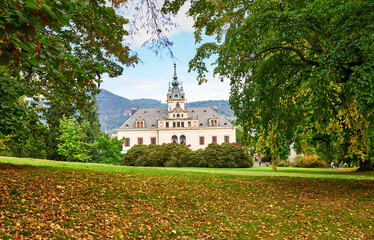 Park view on Velke Brezno castle, Czech Republic