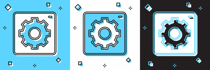 Set Setting icon isolated on blue and white, black background. Tools, service, cog, gear, cogwheel sign. Vector