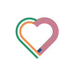 unity concept. heart ribbon icon of ireland and united states flags. vector illustration isolated on white background - obrazy, fototapety, plakaty