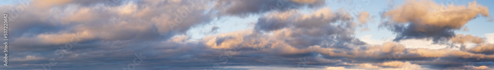 Canvas Prints clouds in evening dusk sky panoramic view. climate, environment and weather concept sky background.