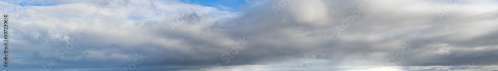 Wall mural white clouds in blue summer sky panoramic background