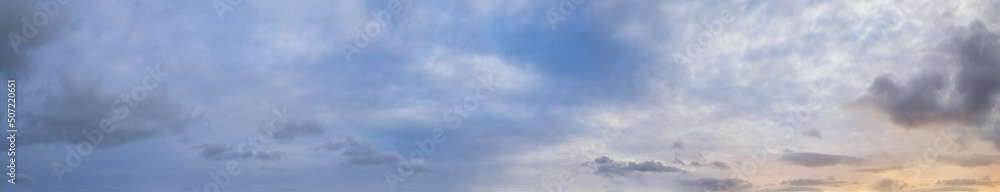Canvas Prints clouds in evening dusk sky panoramic view. climate, environment and weather concept sky background.