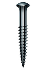 Metal screw side view. Industrial or DIY element for fixing. Isolated realistic  illustration