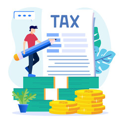 Illustration vector graphic cartoon character of pay taxes