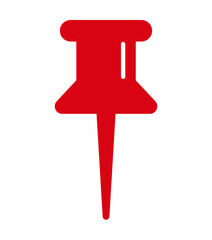 Location Icon, Red pushpin, place pointer, office equipment. Location icon vector. Icon for navigation map, GPS, direction, place, compass. Needle sign for a tag, stationery, and board marker.
