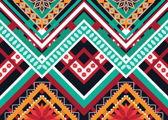 Geometric ethnic flower pattern for background,fabric,wrapping,clothing,wallpaper,Batik,carpet,embroidery style.