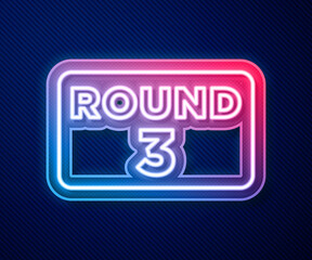 Glowing neon line Boxing ring board icon isolated on blue background. Vector