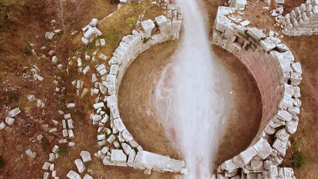 Aerial view of Ancient Messini city ruins